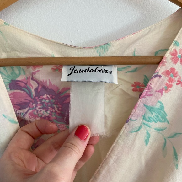 Vintage Floral Midi Dress - Cream and Purple - Picture 4 of 7